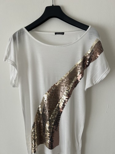 Damen shirt weiss - weiss, pailletten